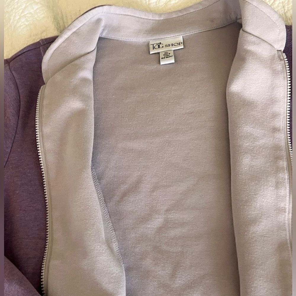 The Tog Shop Lavender Long Sleeve Cotton Blend Sweater Zipper Jacket sz XL - Picture 6 of 9